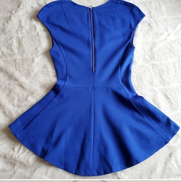 ROYAL BLUE XS Babaton Perret V Neck Peplum Top - Picture 3 of 6